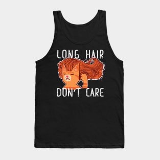 Ginger Cat Long Hair Don't Care T-Shirt stickers mugs and others Tank Top